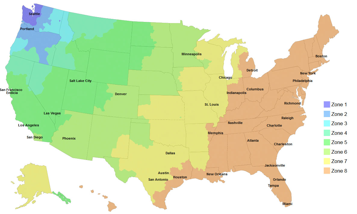 USPS Zone Chart Map